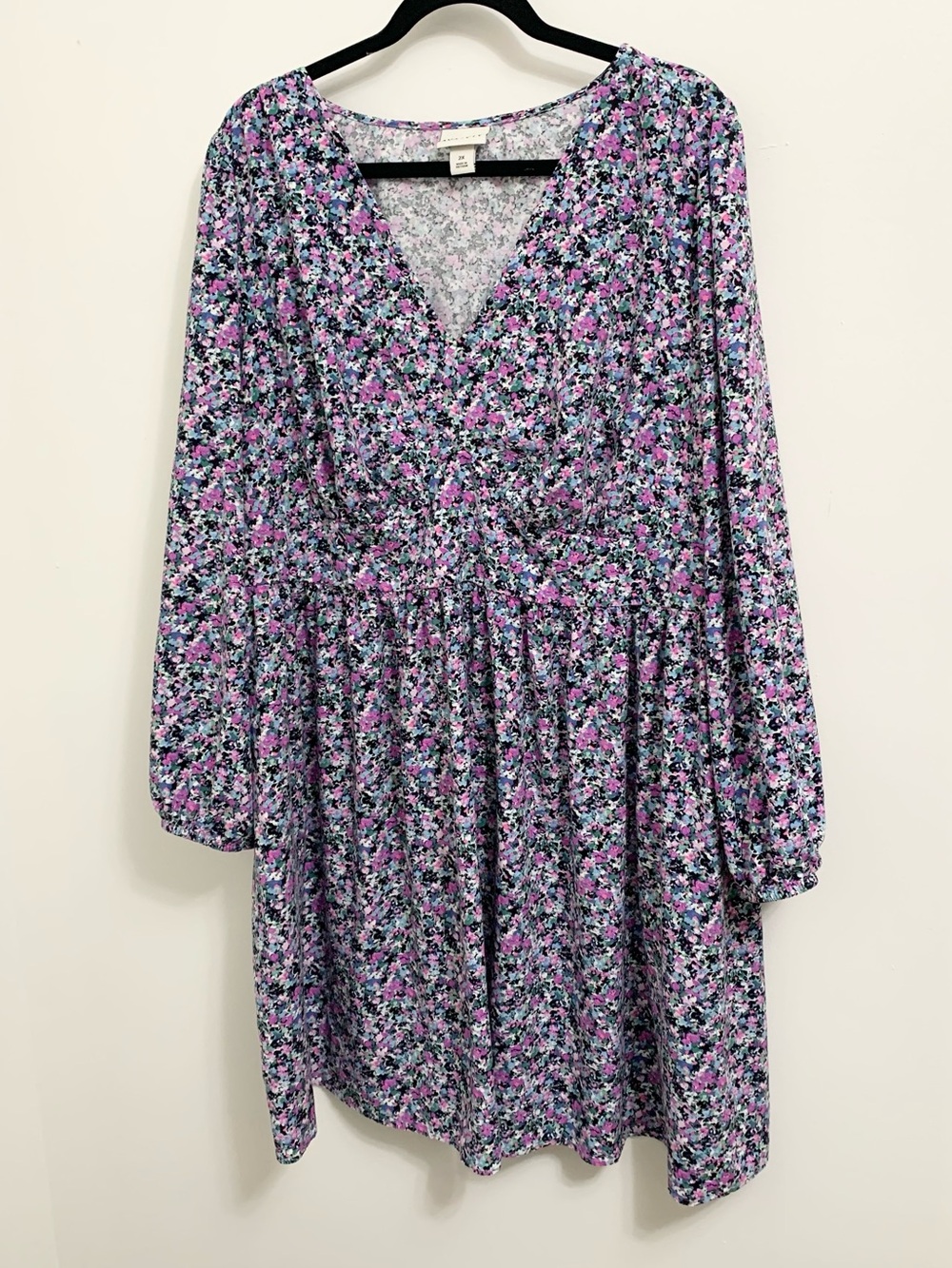 Ava & Viv Floral Smocked Puff Sleeve 2 Pocket Dress 2X